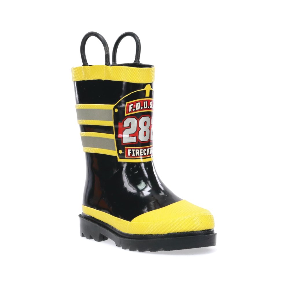 Western Chief Boys Waterproof Printed Rain Boot with Easy Pull on Handles - F.d.u.s.a, 7 M US Toddler