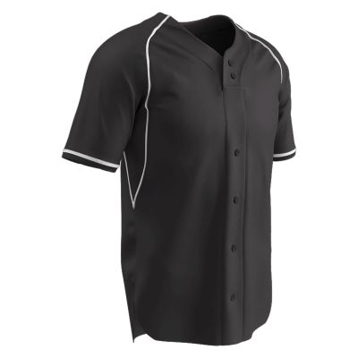 Champro Cycle Dri Gear 2 Faux Button Polyester Jersey - Baseball, Softball, Youth Small, Black, White