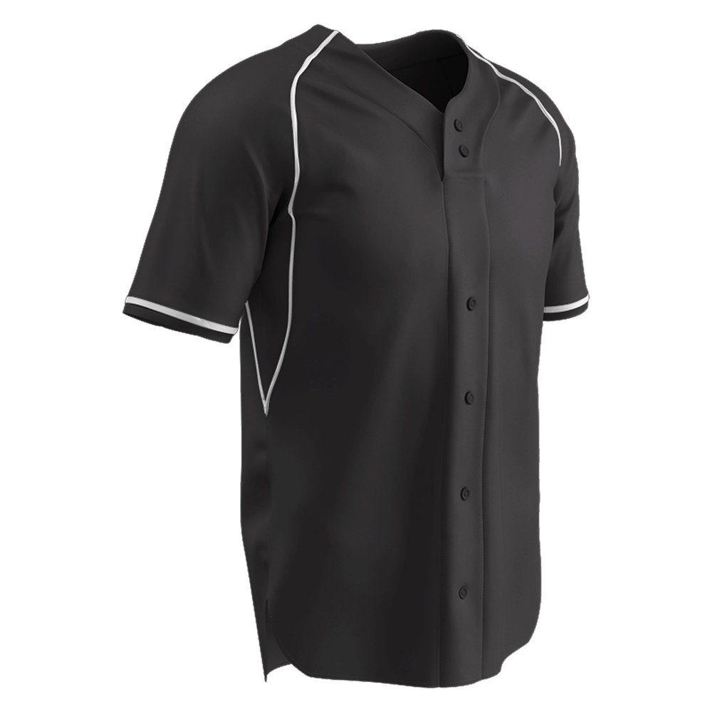Champro Cycle Dri Gear 2 Faux Button Polyester Jersey - Baseball, Softball, Youth Small, Black, White
