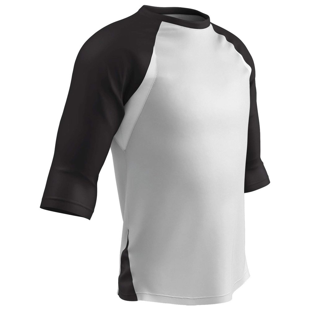 Champro Complete Game 3/4 Sleeve Polyester Baseball Shirt, Youth Small, White, Black Sleeve
