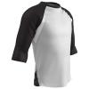 Champro Complete Game 3/4 Sleeve Polyester Baseball Shirt, Youth Small, White, Black Sleeve view 1