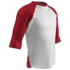 Champro Complete Game 3/4 Sleeve Polyester Baseball Shirt, Youth Small, White, Scarlet Sleeve view 1