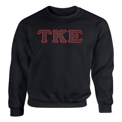 Fashion Greek Tau Kappa Epsilon Twill Letter Crewneck Sweatshirt Black XXL