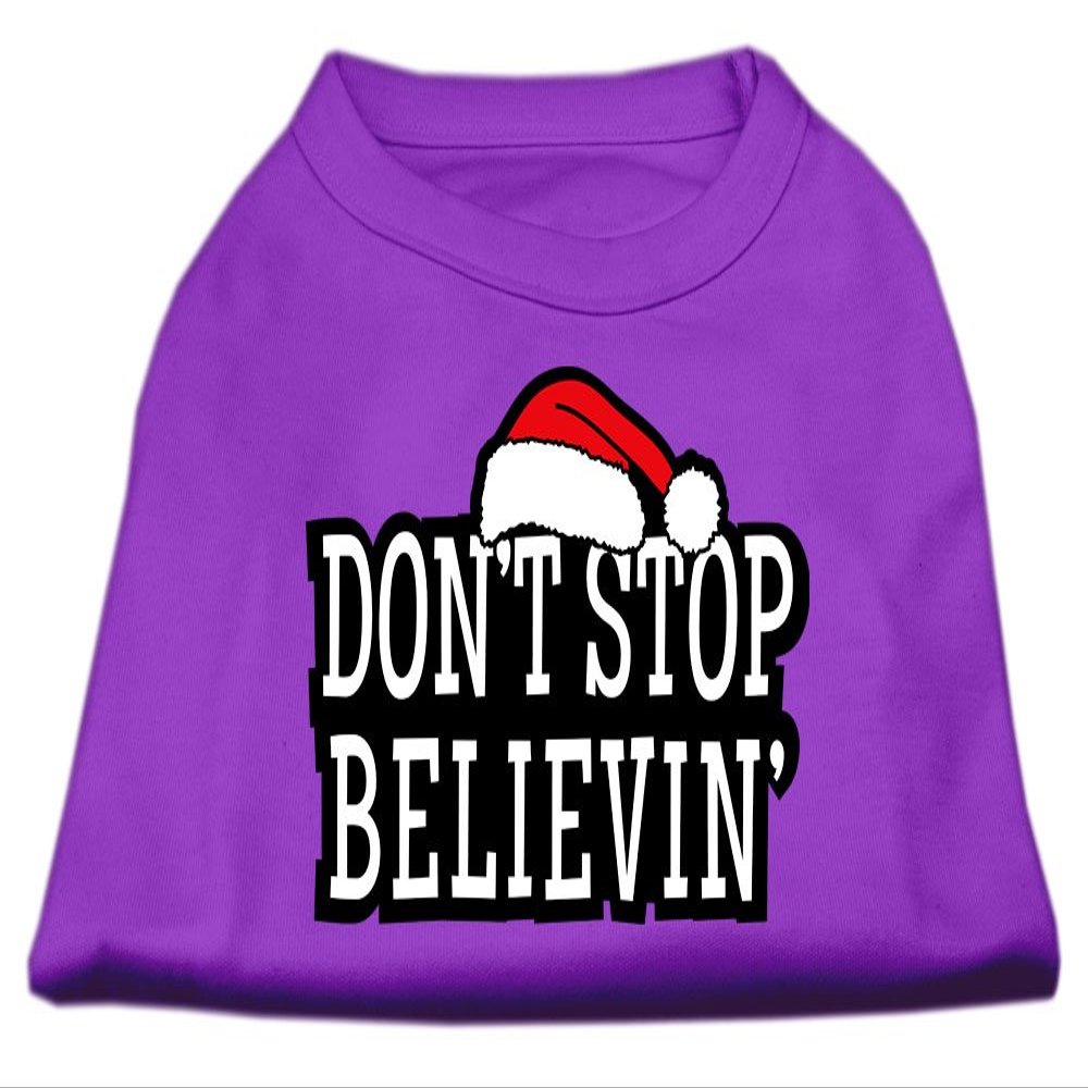 Don't Stop Believin' Dog Shirt Purple XL (16)