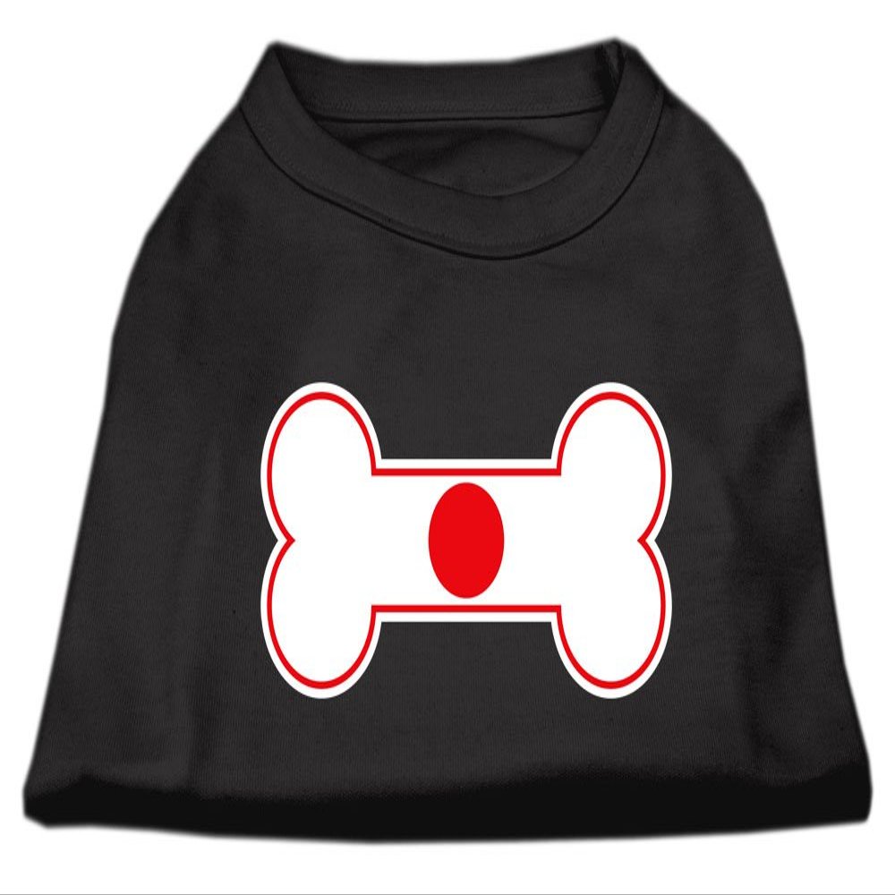 Bone Shaped Japan Flag Screen Print Shirts Black M 12
