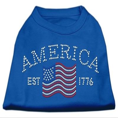 Classic American Rhinestone Shirts Blue XXL 18