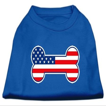 Bone Shaped American Flag Screen Print Shirts Blue XXXL 20
