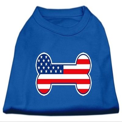 Bone Shaped American Flag Screen Print Shirts Blue XXL 18