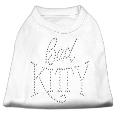 Bad Kitty Rhinestud Dog Shirt White L (14)