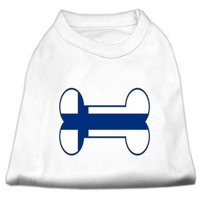 Bone Shaped Finland Flag Screen Print Shirts White L 14