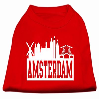 Amsterdam Skyline Screen Print Shirt Red Lg (14)