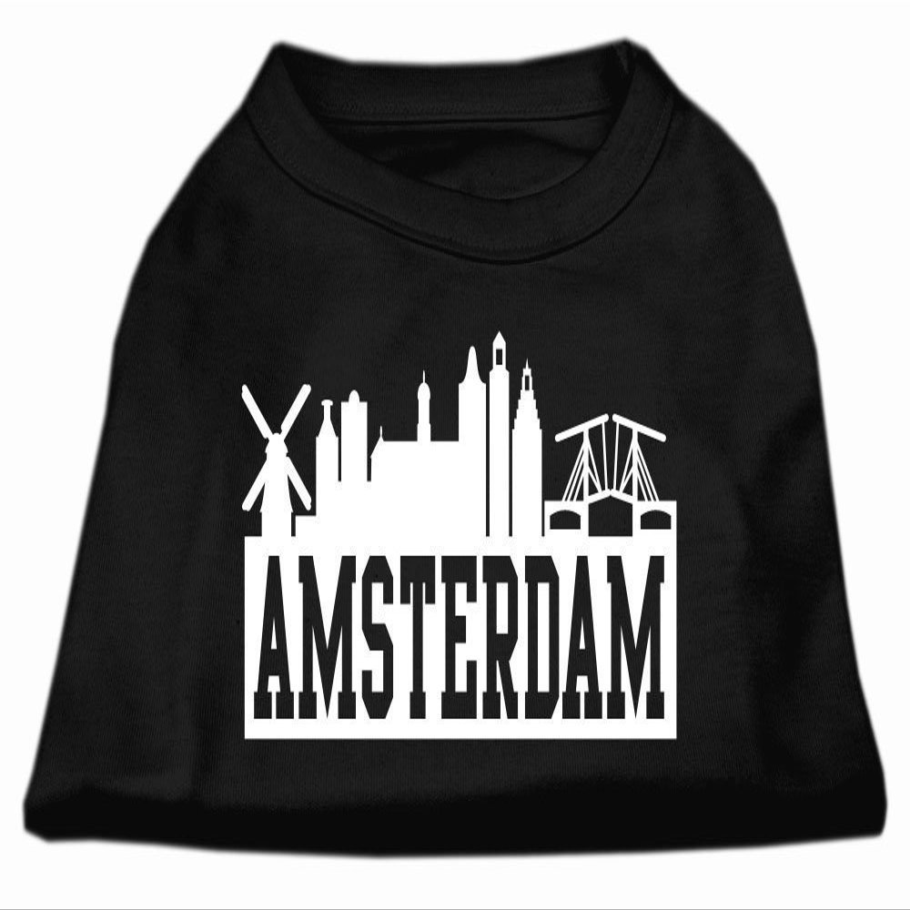 Amsterdam Skyline Screen Print Dog Shirt Black XXL (18)