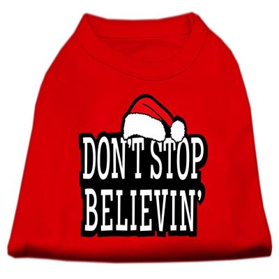 Don't Stop Believin' Dog Shirt Red XL (16)