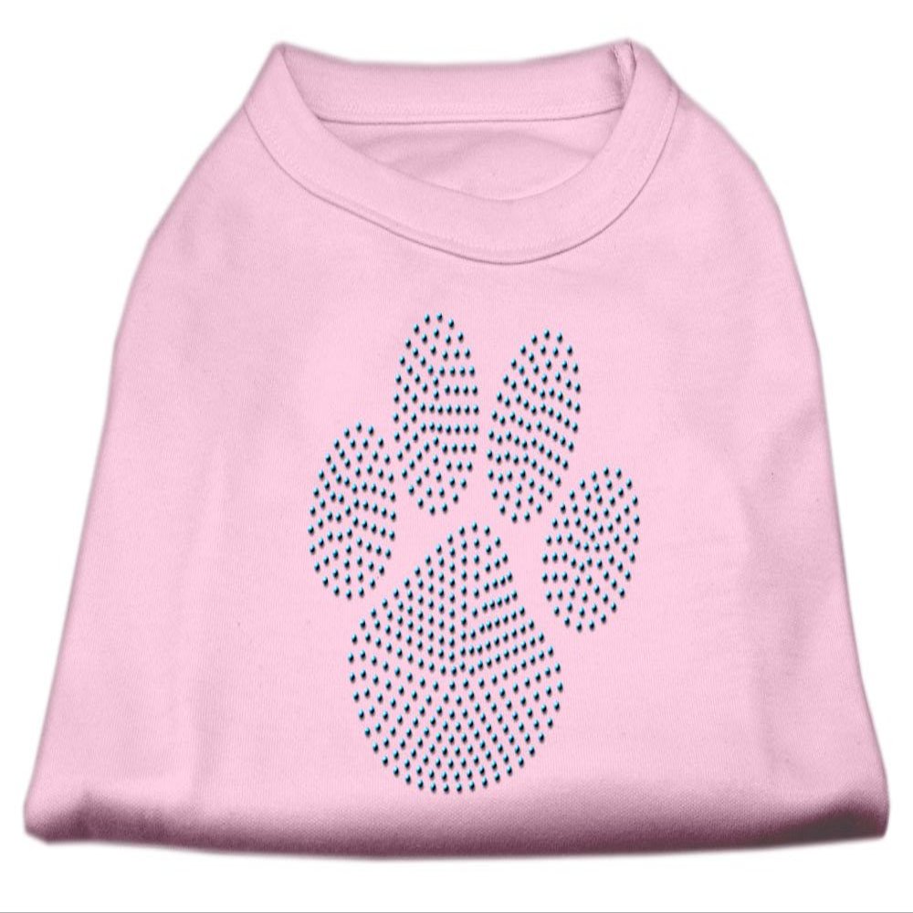 Blue Paw Rhinestud Rhinestone Dog Shirt Light Pink L (14)