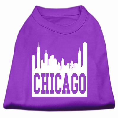 Chicago Skyline Design Print Dog Shirt Purple Med (12)