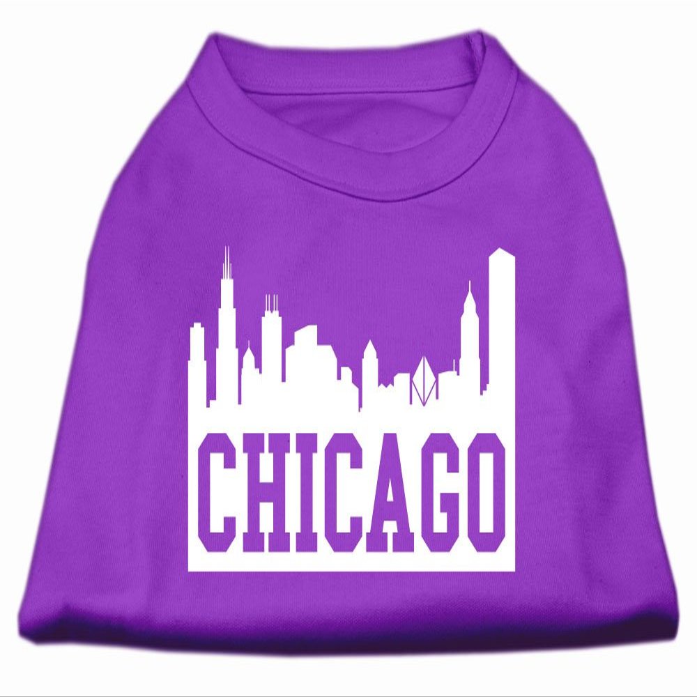 Chicago Skyline Design Print Dog Shirt Purple Med (12)