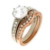 1000 Jewels Peaches: Ice on Fire CZ 2 pc Wedding Ring Set 316 Steel and IP Rose Gold-Tone Finish, 3092A sz 7.0 view 2