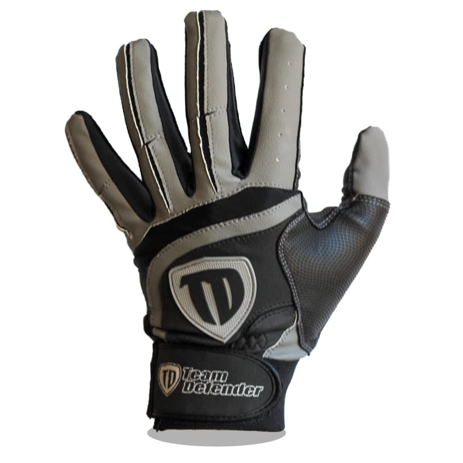 Team Defender Catcher's Thumb -Guard Protective Glove Gray| Black- Medium