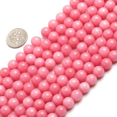8mm Round Gemstone Pink Jade Beads Strand 15 Inches Jewelry Making Beads