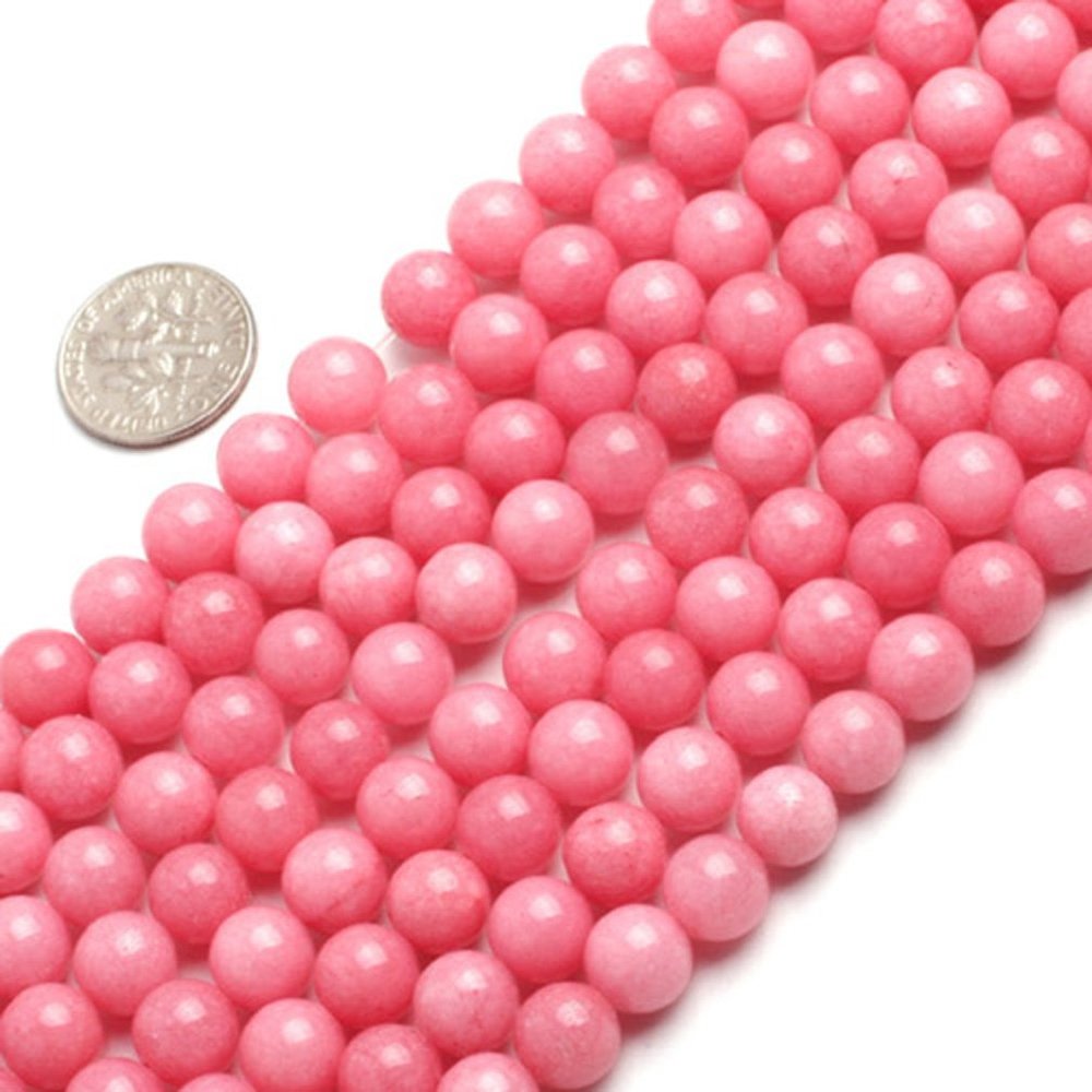 8mm Round Gemstone Pink Jade Beads Strand 15 Inches Jewelry Making Beads