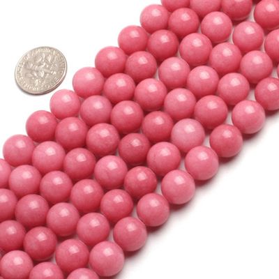 10mm Round Gemstone Pink Jade Beads Strand 15 Inches Jewelry Making Beads