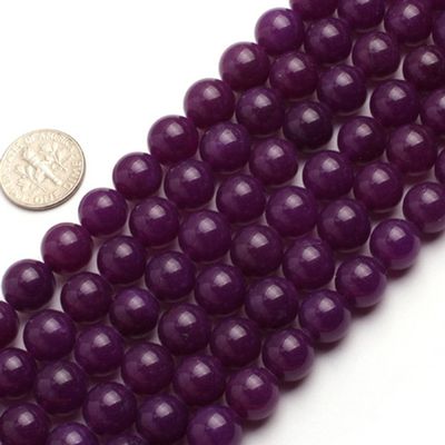 10mm Round Gemstone Purple Jade Beads Strand 15 Inches Jewelry Making Beads
