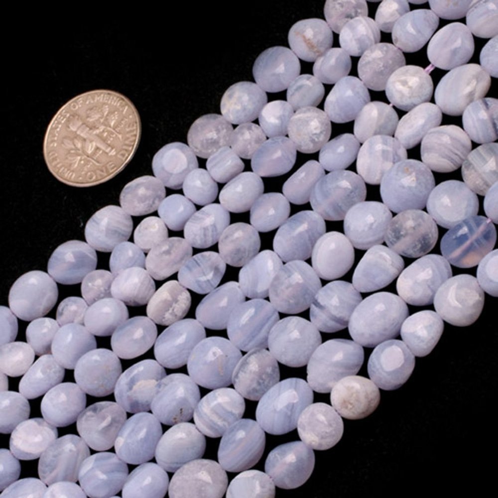 6x8mm Freeform Potato Shape Gemstone Blue Chalcedony Beads Strand 15 Inches Jewelry Making Beads