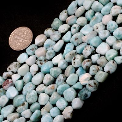 6x8mm Freeform Potato Shape Gemstone Larimar Beads Strand 15 Inches Jewelry Making Beads
