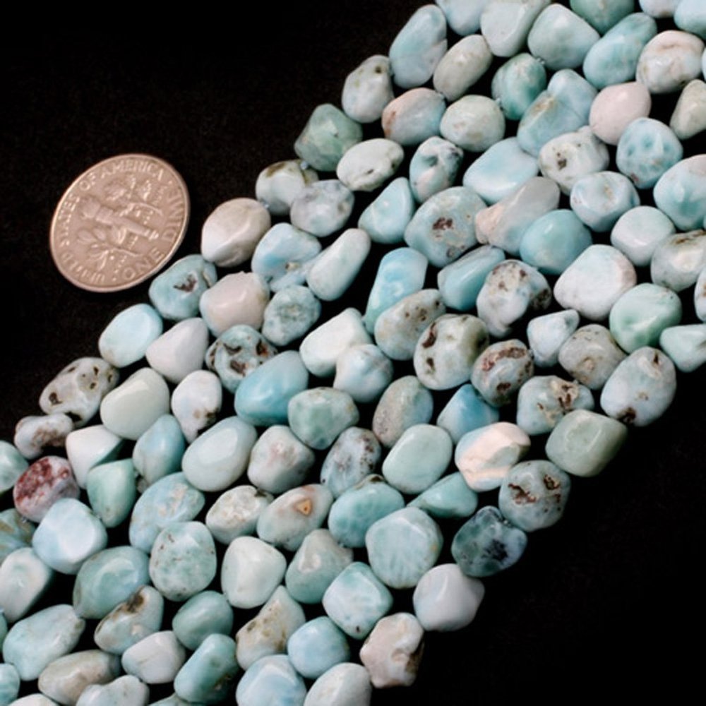 6x8mm Freeform Potato Shape Gemstone Larimar Beads Strand 15 Inches Jewelry Making Beads