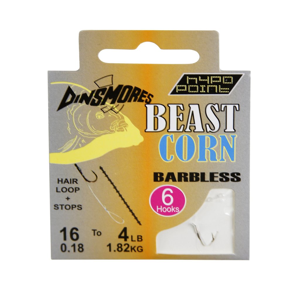 Dinsmores Beast Carp Corn Barbless Rig Hook - Silver, 16