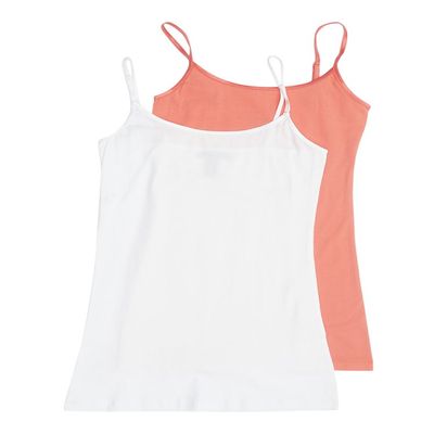2 Pack Active Basic Women's Basic Tank Top Med White, Coral