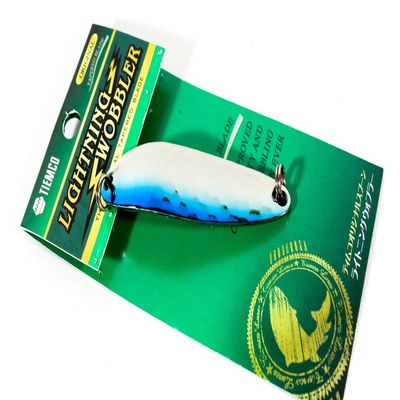TIEMCO #204 Spoon, Lightning Wobbler, 2.5 inches (63 mm), 0.5 oz (14 g), Hammered Silver/Blue