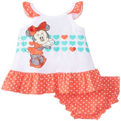 Disney Baby Baby-Girls Newborn Multi Colored Minnie Mouse 2 Piece Sundress Set with Ruffles, Multi, 3-6 Months
