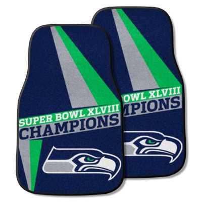 FANMATS (16212) Seattle Seahawks Super Bowl XLVIII Champions Carpeted Vinyl Universal Car Mat - 2 Piece