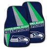 FANMATS (16212) Seattle Seahawks Super Bowl XLVIII Champions Carpeted Vinyl Universal Car Mat - 2 Piece view 1