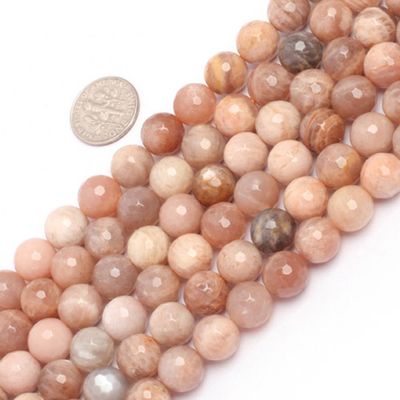 10mm Round Faceted Gemstone Sun Stone Beads Strand 15 Inches Jewelry Making Beads