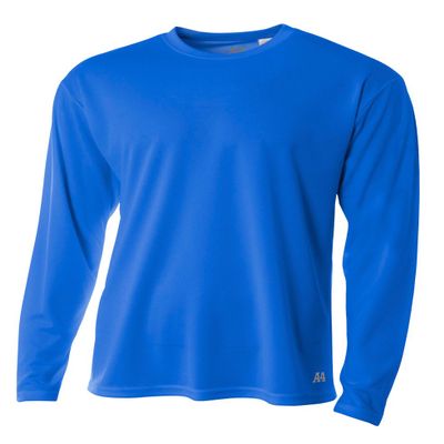 A4 Men's Birdseye Mesh Crew Long Sleeve Tee | XL | Royal
