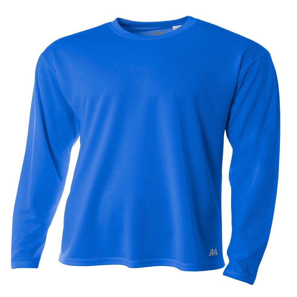 A4 Men's Birdseye Mesh Crew Long Sleeve Tee | XL | Royal
