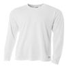 A4 Men's Birdseye Mesh Crew Long Sleeve Tee, White, Large view 1