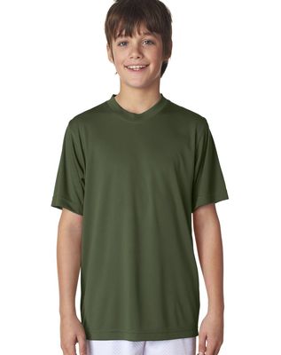 UltraClub Youth Cool & Dry Sport Performance Interlock Tee - Military Green - XS