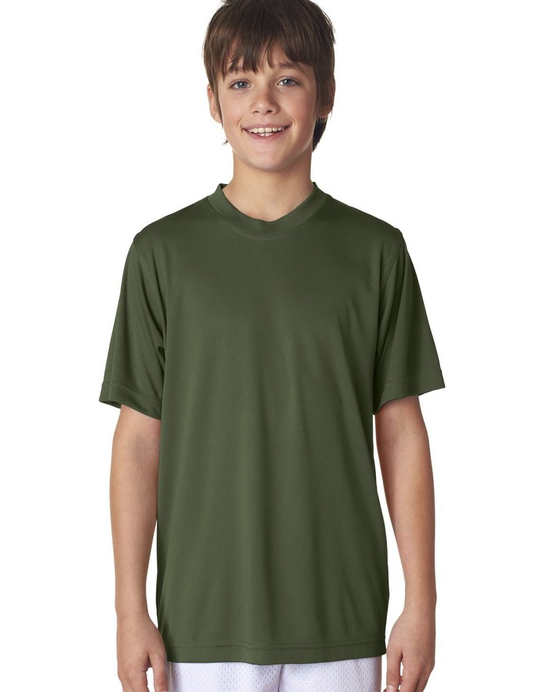UltraClub Youth Cool & Dry Sport Performance Interlock Tee - Military Green - XS