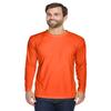 UltraClub Adult Cool Dry Sport Long-Sleeve Interlock T-Shirt S BRIGHT ORANGE view 1
