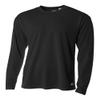 A4 Men's Birdseye Mesh Crew Long Sleeve Tee, Black, Medium view 1