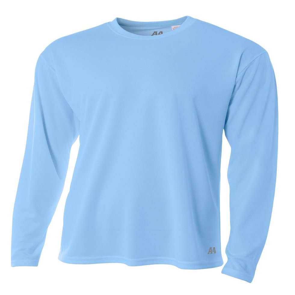 A4 Men's Long Sleeve Birds-Eye Mesh Crew | Medium | Light Blue