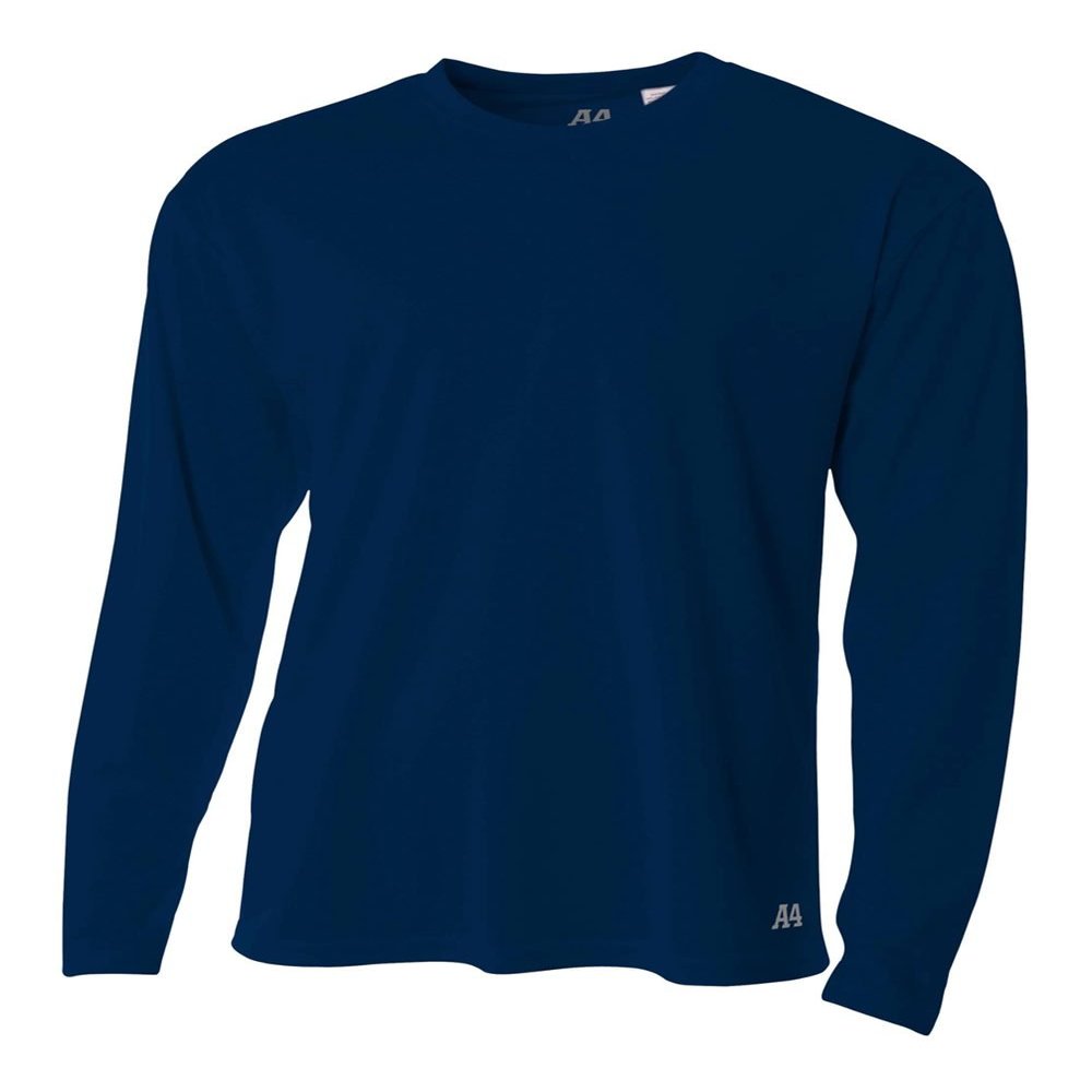 A4 Men's Long Sleeve Birds-Eye Mesh Crew | 3XL | Navy