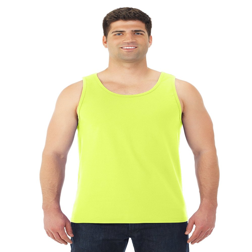 Fruit of the Loom Adult 5 oz. HD Cotton Tank L SAFETY GREEN