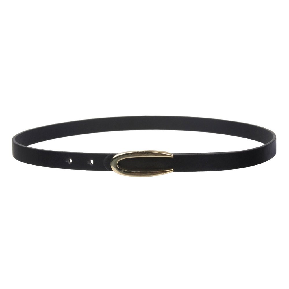 1/2" Skinny Faux Leather Fashion Belt, Black | L - 39"