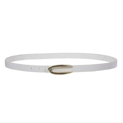 1/2" Skinny Faux Leather Fashion Belt, White | L - 39"