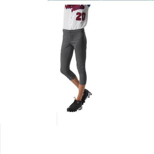 Authentic A4 Sports Shop Girls Medium Grey Low Rise Moisture Wicking Double Knit Softball Pants