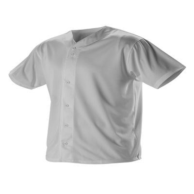 Alleson Athletic Boys' Full Button Baseball Jersey, Grey, Large